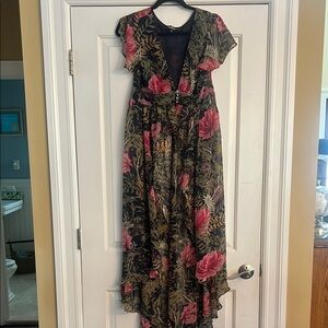 Floral Black and Pink Women's Dress